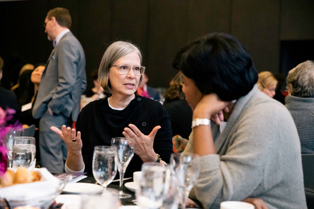 Steppenwolf ensemble member Amy Morton talks with Gwendolyn Perry Davis 
 at 