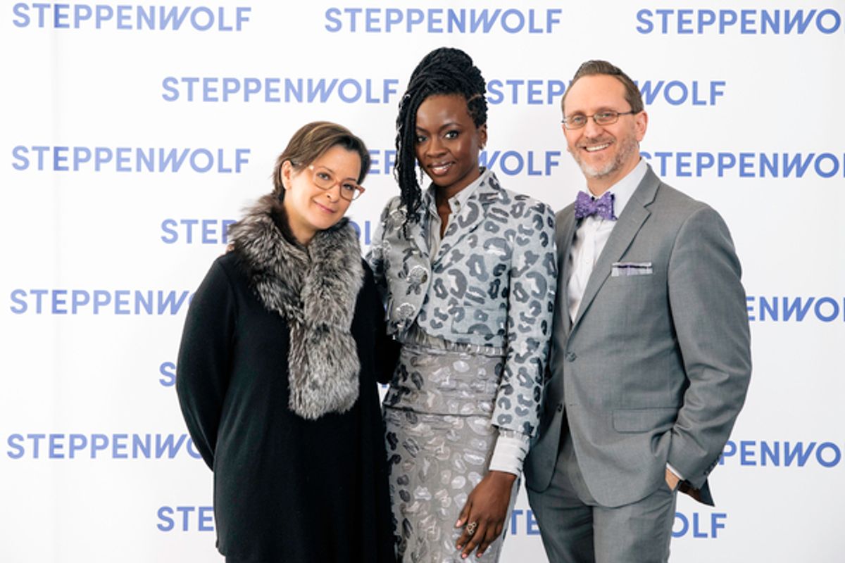 Steppenwolf Artistic Director Anna D. Shapiro, 10th 
Anniversary Honoree Danai Gurira, Steppenwolf Executive Director David Schmitz 
 at 