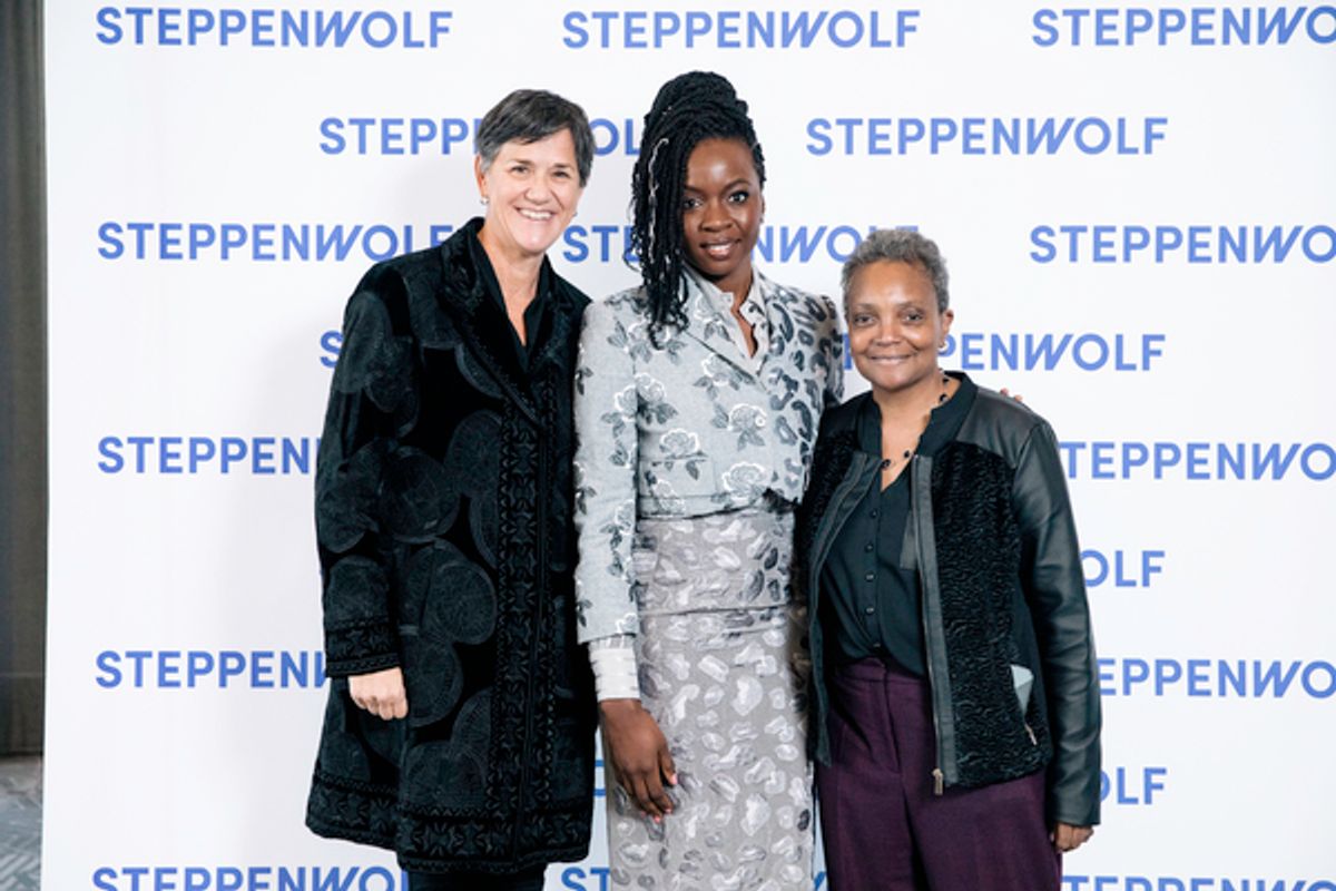  Steppenwolf Trustee Amy Eshleman, 10th Anniversary 
Honoree Danai Gurira, Lori Lightfoot 
 at 
