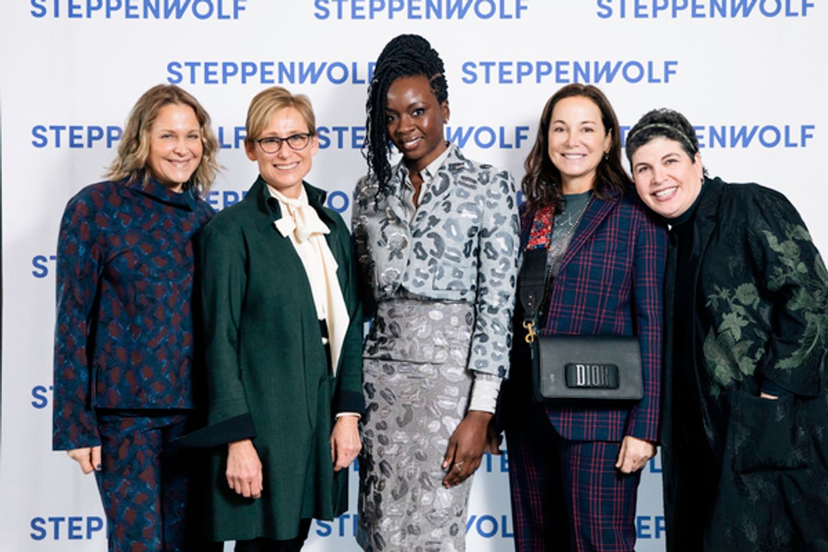 Julie Sacks, First Lady of Chicago Amy Rule, 10th 
Anniversary Honoree Danai Gurira, Steppenwolf Trustee Cari B. Sacks, Sally Garon 
 at 