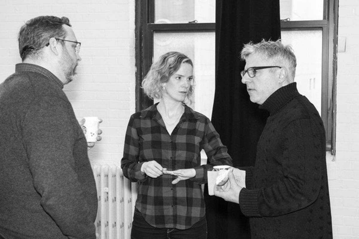 Reid Thompson (Scenic Design), Margot Bordelon (Director) and Neil Pepe (Artistic Director) at 