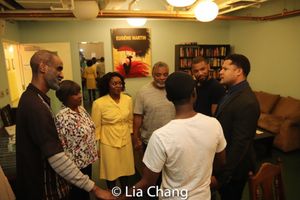 Brian D. Coats, Elain Graham, Brittany Bellizeare, Harvy Blanks, Blake Morris, Brandon J. Dirden and Charlie Hudson III in the pre-show prayer circle @ BroadwayWorld Brian D. Coats, Elain Graham, Brittany Bellizeare, Harvy Blanks, Blake Morris, Brando Photo
