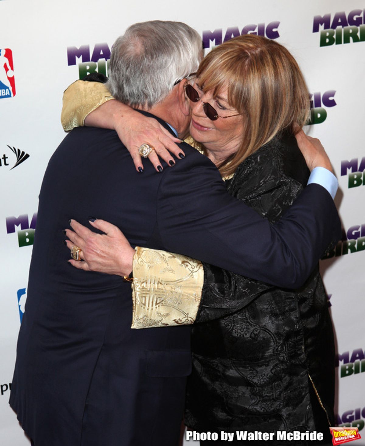 David Stern & Penny Marshall pictured at the 'Magic/Bird' Opening Night Arrivals at the Longacre Theatre in New York City on April 11, 2012 at 