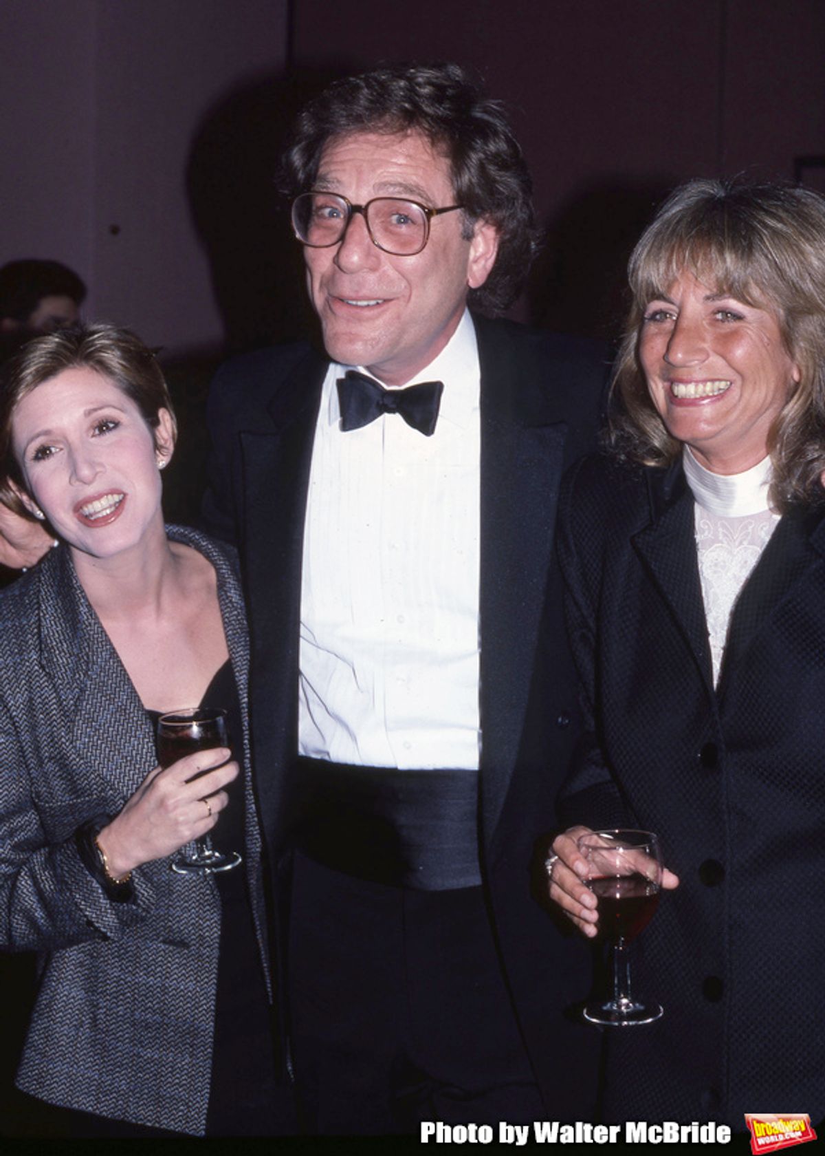 Carrie Fisher, George Segal and Penny Marshall photographed on November 1, 1987 in New York City. at 
