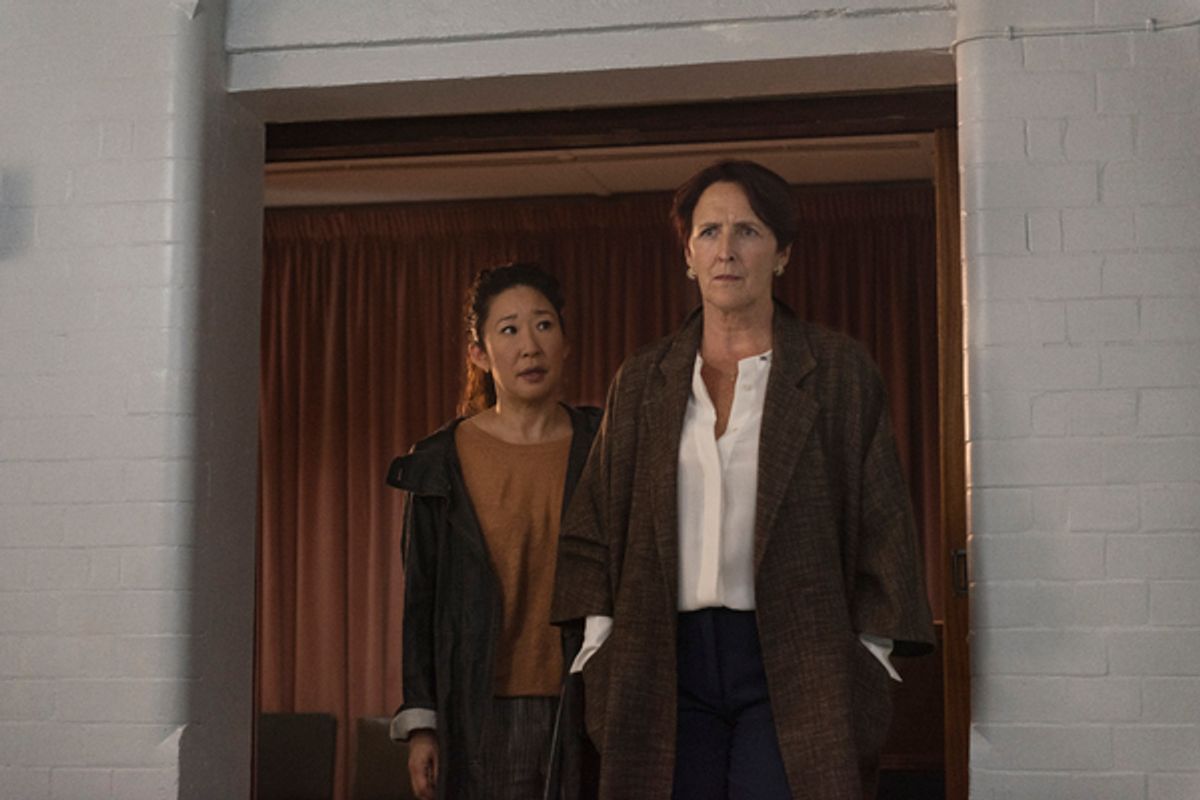 Sandra Oh as Eve Polastri, Fiona Shaw as Carolyn MartensÂ - Photo Credit: Parisa Taghizadeh/BBCAmerica at 