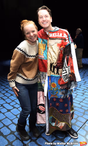 Lauren Ambrose and Matt Wall during the Broadway Opening Night Actors' Equity Legacy Robe Ceremony honoring Matt Wall for 'My Fair Lady' at the Lincoln Center Theater at The Vivian Beaumont Theatre on April 19, 2018 in New York City. @ BroadwayWorld Lauren Ambrose and Matt Wall during the Broadway Opening Night Actors' Equity Legacy Photo