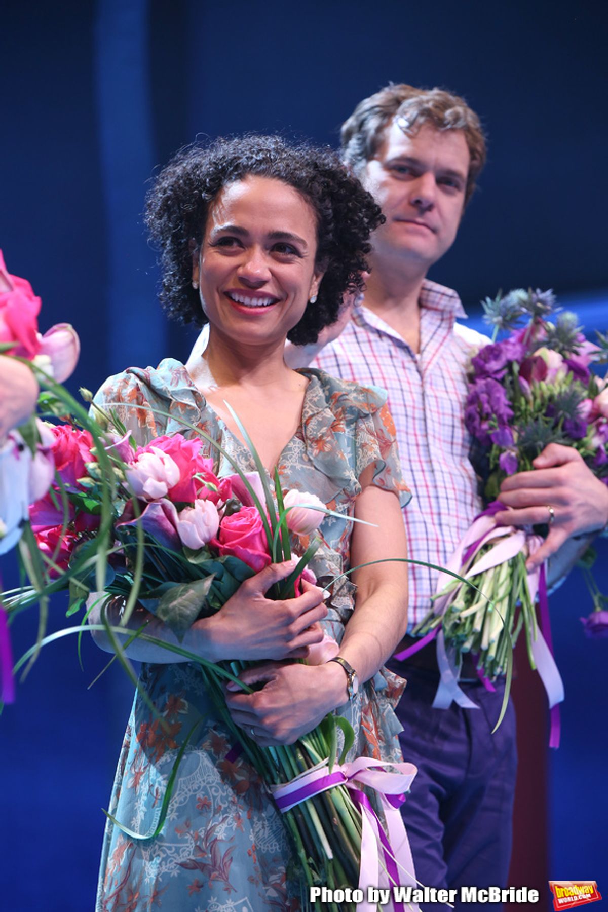 Lauren Ridloff and Joshua Jackson during the Broadway opening night performance Curtain Call for 'Children of a Lesser God' at Studio 54 Theatre on April 11, 2018 in New York City. at 