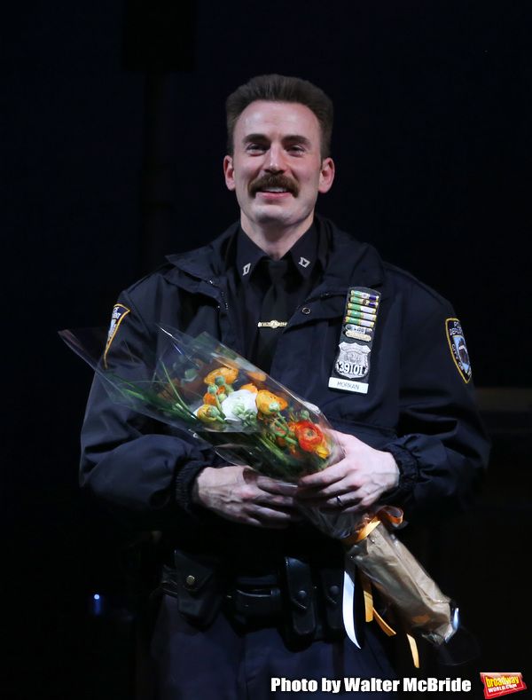 Chris Evans during the the Broadway Opening Night Performance curtain call for 'Lobby Photo