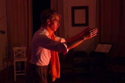 Nathan Gebhard in Saint Ex, at Torn Page in the so-fi festival. Photo by Jody Christo Photo