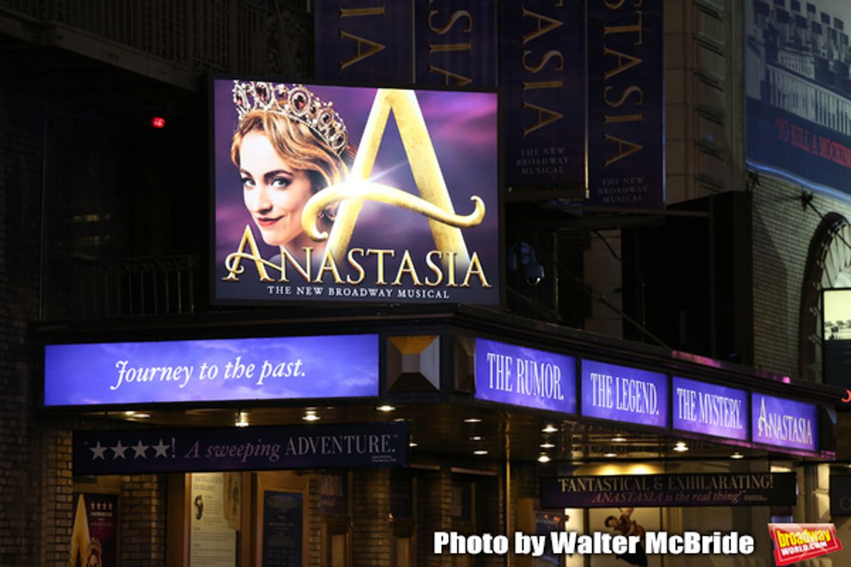 Theatre Marquee for 'Anastasia' starring Christy Altomare and Cody Simpson at the Broadhurst Theatre on November 29, 2018 in New York City. at 