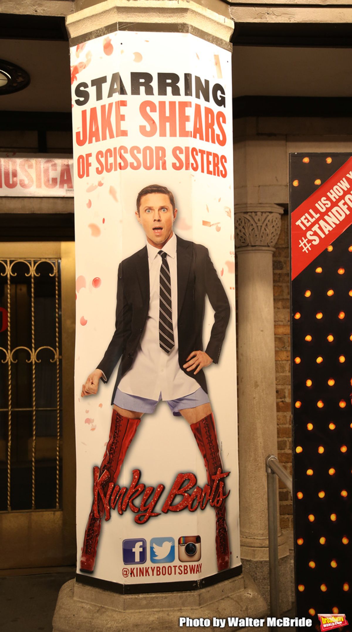 Theatre Marquee for Wayne Brady's return to 'Kinky Boots' on Broadway also starring Jake Shears on March 5, 2018 at the Hirschfeld Theatre in New York City. at 