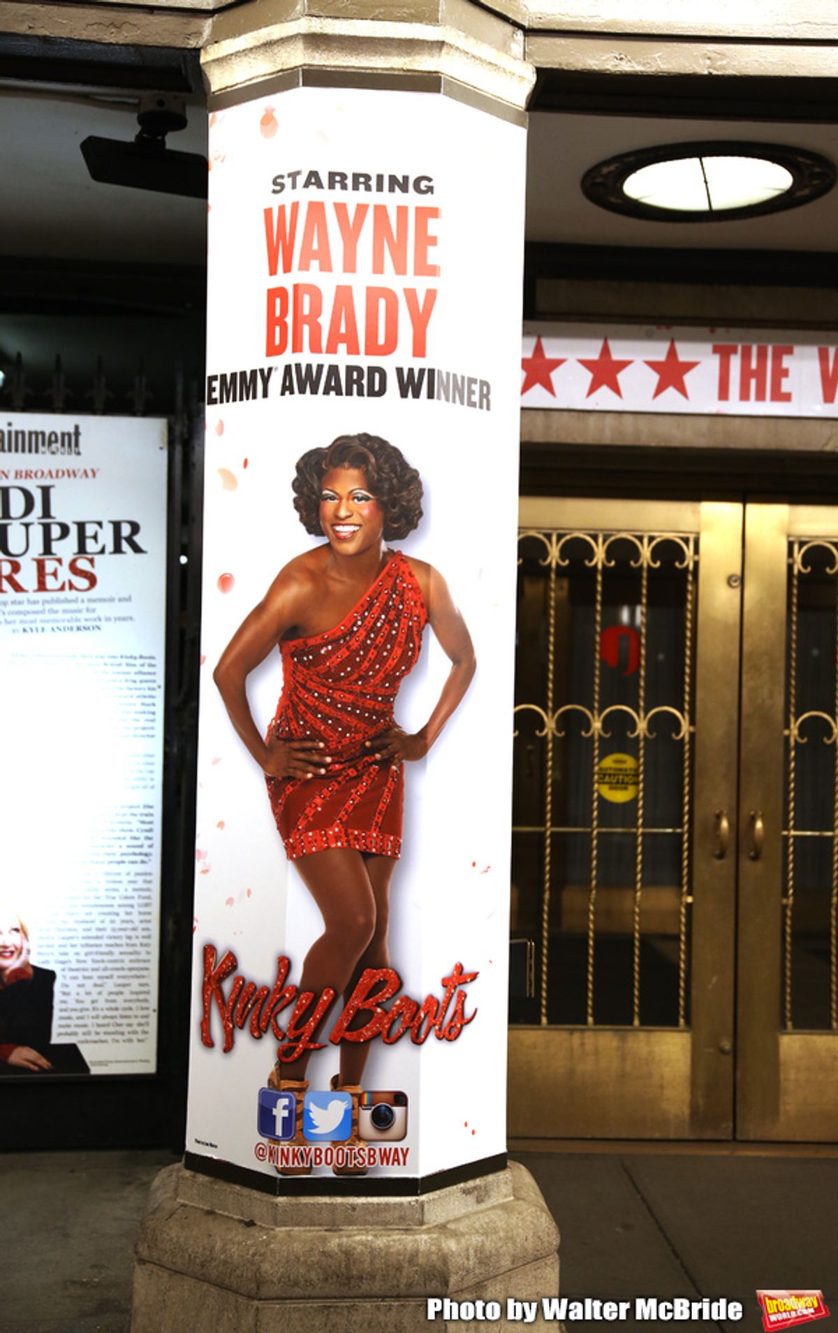 Theatre Marquee for Wayne Brady's return to 'Kinky Boots' on Broadway also starring Jake Shears of the Scissor Sisters and Kristin Maldonado of Pentatonix on March 5, 2018 at the Hirschfeld Theatre in New York City. at 