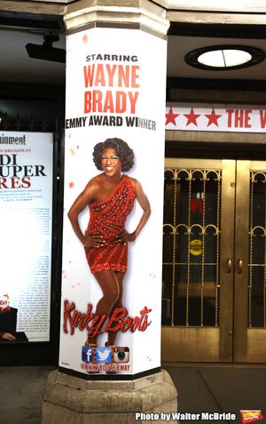 Theatre Marquee for Wayne Brady's return to "Kinky Boots" on Broadway also starring Jake Shears of the Scissor Sisters and Kristin Maldonado of Pentatonix on March 5, 2018 at the Hirschfeld Theatre in New York City. @ BroadwayWorld Theatre Marquee for Wayne Brady's return to "Kinky Boots" on Broadway also starring J Photo