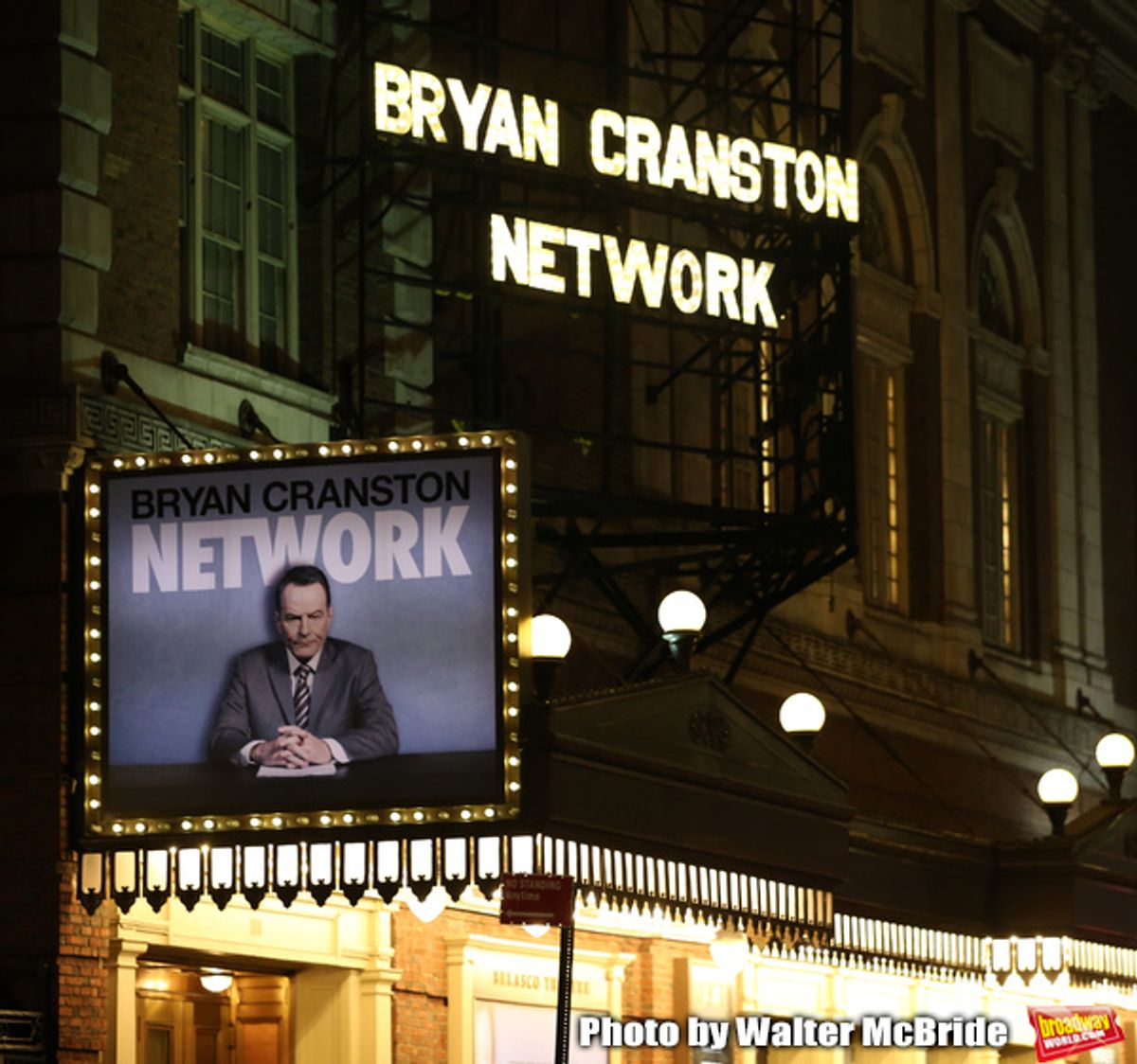 Theatre Marquee for the Broadway Opening Night Performance Curtain Call for 'Network' starring Bryan Cranston at the Belasco Theatre on December 6, 2018 in New York City. at 