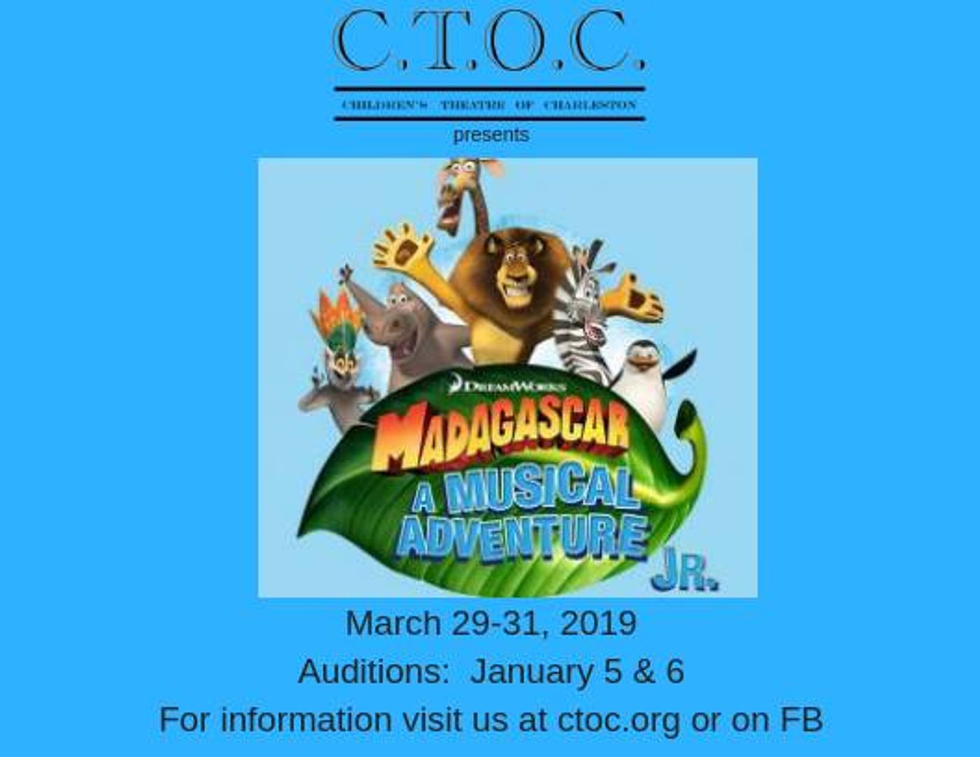 FREE AUDITION WORKSHOP at CHILDREN'S THEATRE OF CHARLESTON on Friday, January 4th, 2019!  Image