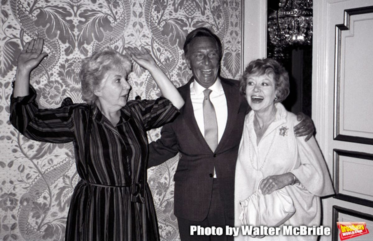 Maureen Stapleton, Christopher Plummer and Glynnis Johns attend a Press junket for 'Little Gloria... Happy at Last' at the Plaza Hotel on September 11, 1982 in New York City. at 