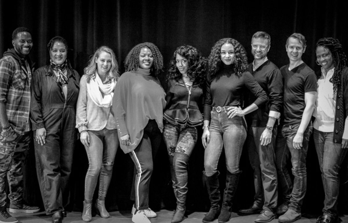 Warner Miller, Lynn Nottage, Jenni Barber, Heather Alicia Simms, Jessica Frances Dukes, Carra Patterson, Manoel Felciano, David Turner, Kamilah Forbes at 