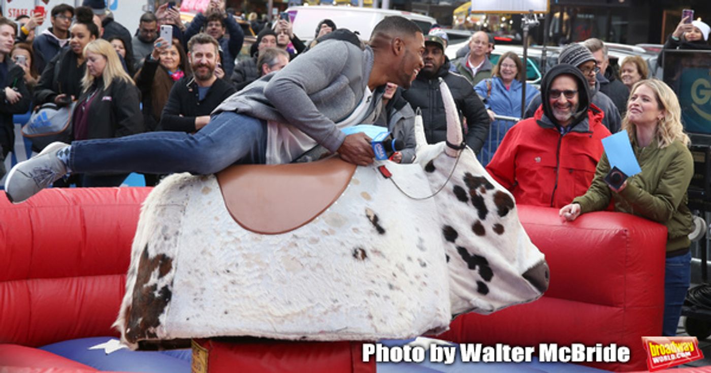 Photo Coverage: GMA DAY Host Michael Strahan Braves Mechanical Bull Ride In Times Square!  Image