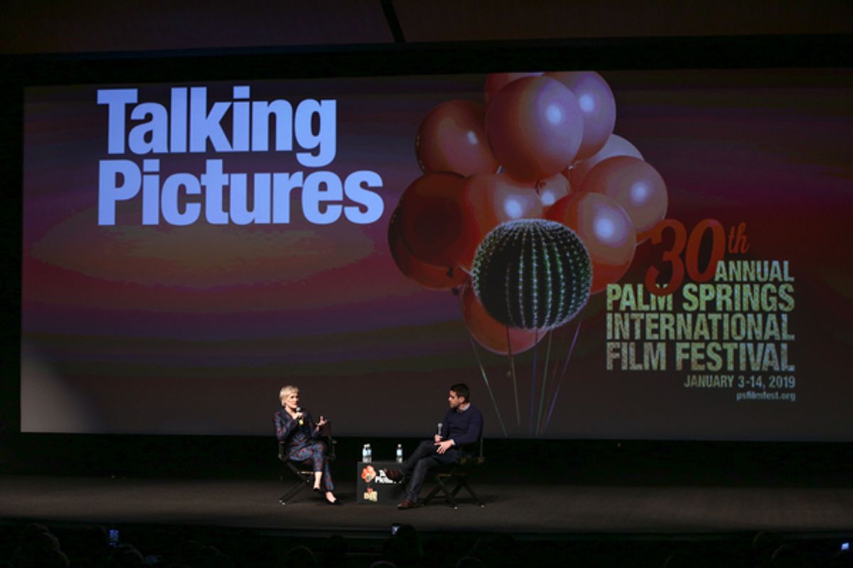 Glenn Close (L) and Dave Karger at 