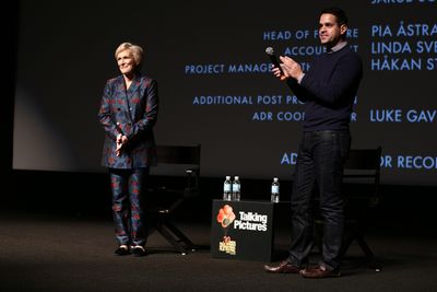 Glenn Close (L) and Dave Karger Photo