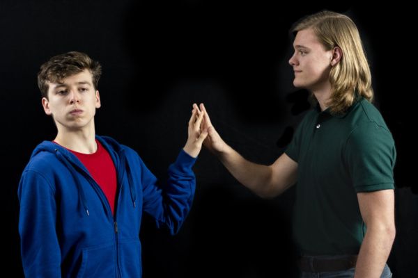 Dylan Weand as Christopher John Francis Boone and Logan Beutel as Mr. Ed Boone

photo Photo