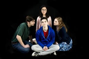 Dylan Cantu as Mr. Ed Boone, Elizabeth Belilty as Siobhan, Will McDonald as Christopher John Francis Boone and Alexa Stratton as Mrs. Judy Boone
photo by Jason Johnson-Spinos @ BroadwayWorld Dylan Cantu as Mr. Ed Boone, Elizabeth Belilty as Siobhan, Will McDonald as Christoph Photo