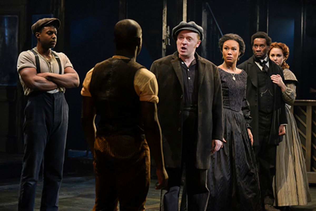  Jacobi Hall (Ensemble), Sidney Dupont (William Henry Lane), Kevin Dennis (Mike Quinlan), Christina Sajous (Annabelle â€"Nellyâ€ Freeman), Daren A. Herbert (Rev. Samuel E. Cornish), and Madeline Trumble (Annie Oâ€™Brien)  at 