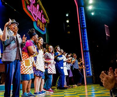 Sara Bareilles, Gavin Creel, and the cast of Waitress. Photo