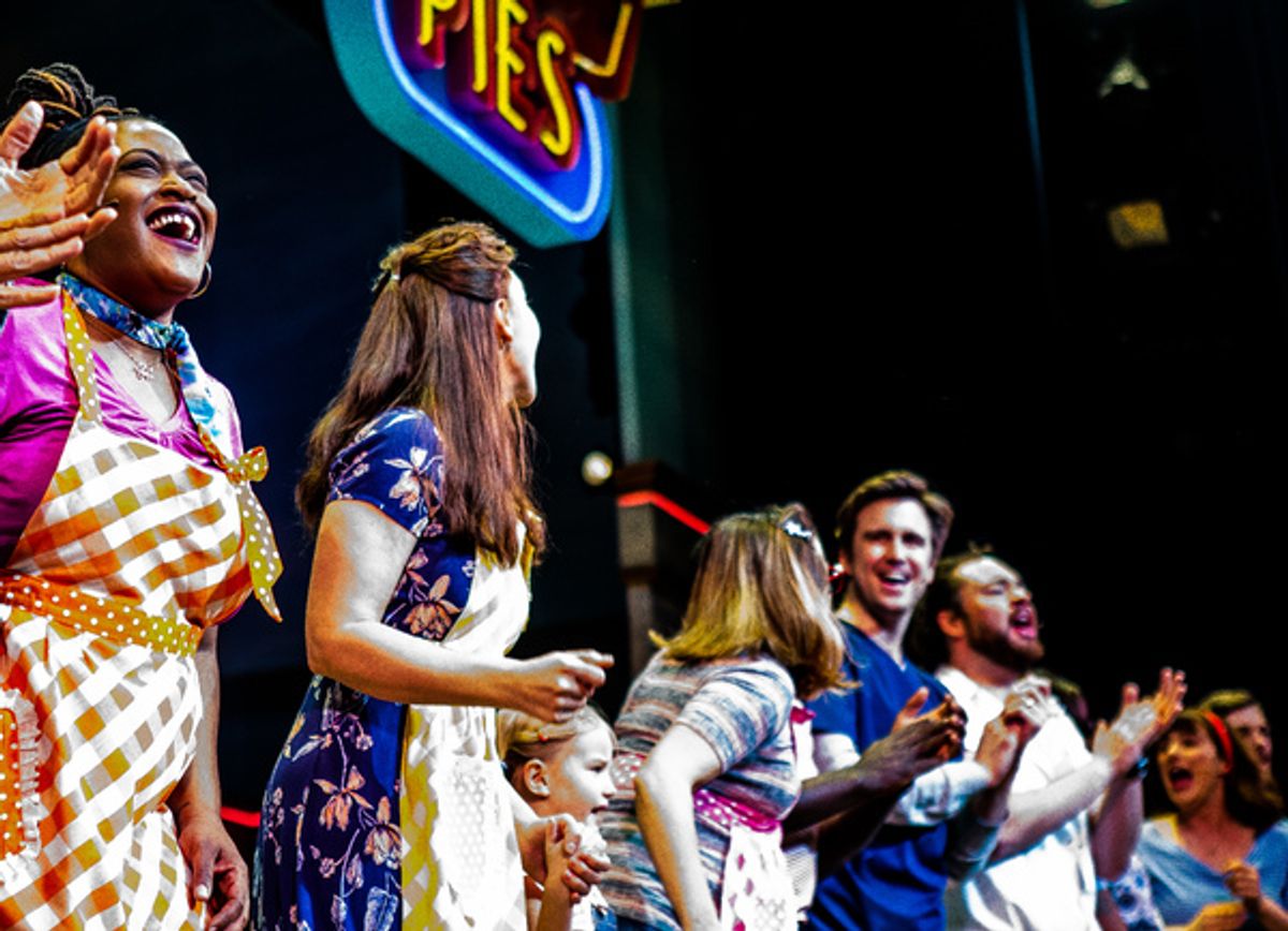 Sara Bareilles, Gavin Creel, and the cast of Waitress. at 