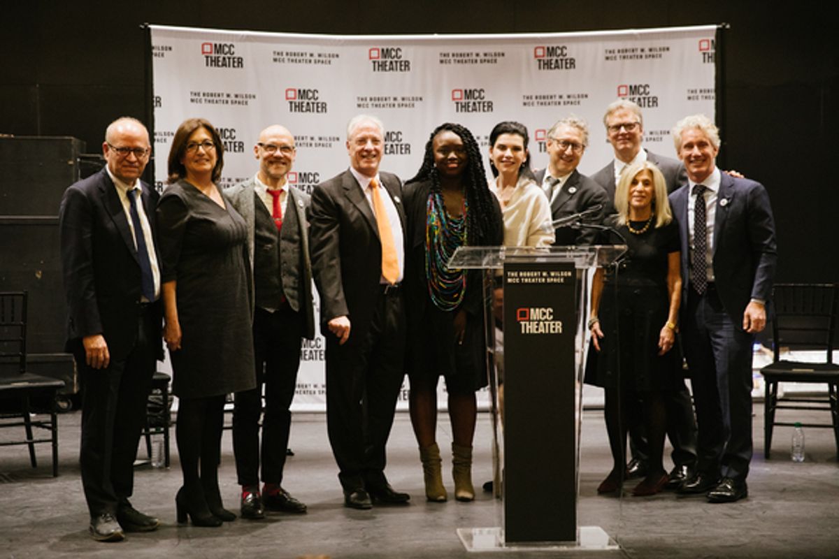 Department of Cultural Affairs Commissioner Tom Finkelpearl, Department of Design and Construction Lorraine Grillo,MCC Artistic Director William Cantler, MCC Artistic Director Robert LuPone, Playwright Jocelyn Bioh, MCC Board Member Julianna Margulies, MC at 