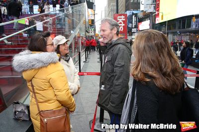 Stephen Bogardus and Andrea Burns with theatergoers Photo