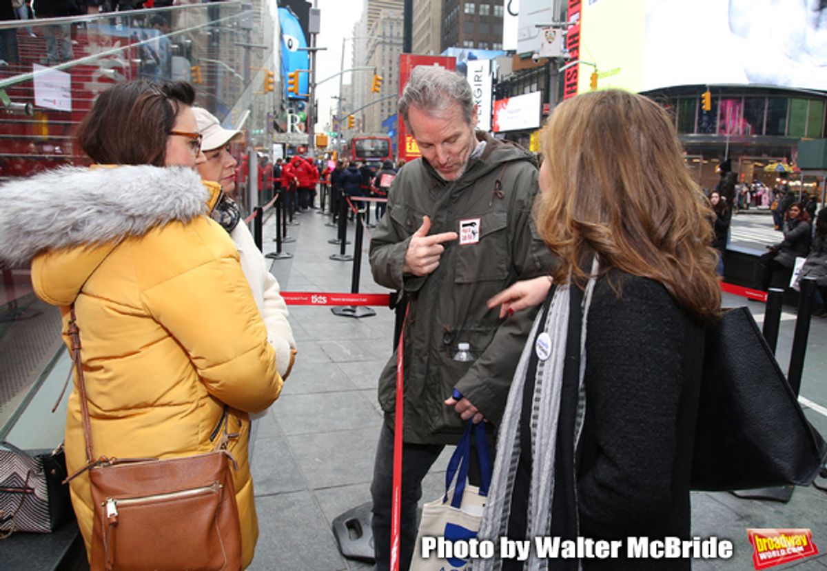  Stephen Bogardus and Andrea Burns
with theatergoers at 
