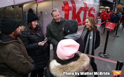 Stephen Bogardus and Andrea Burns with theatergoers Photo
