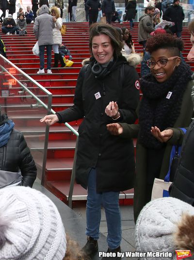 Barrett Wilbert Weed and TyNia Brandon with theatergoers Photo