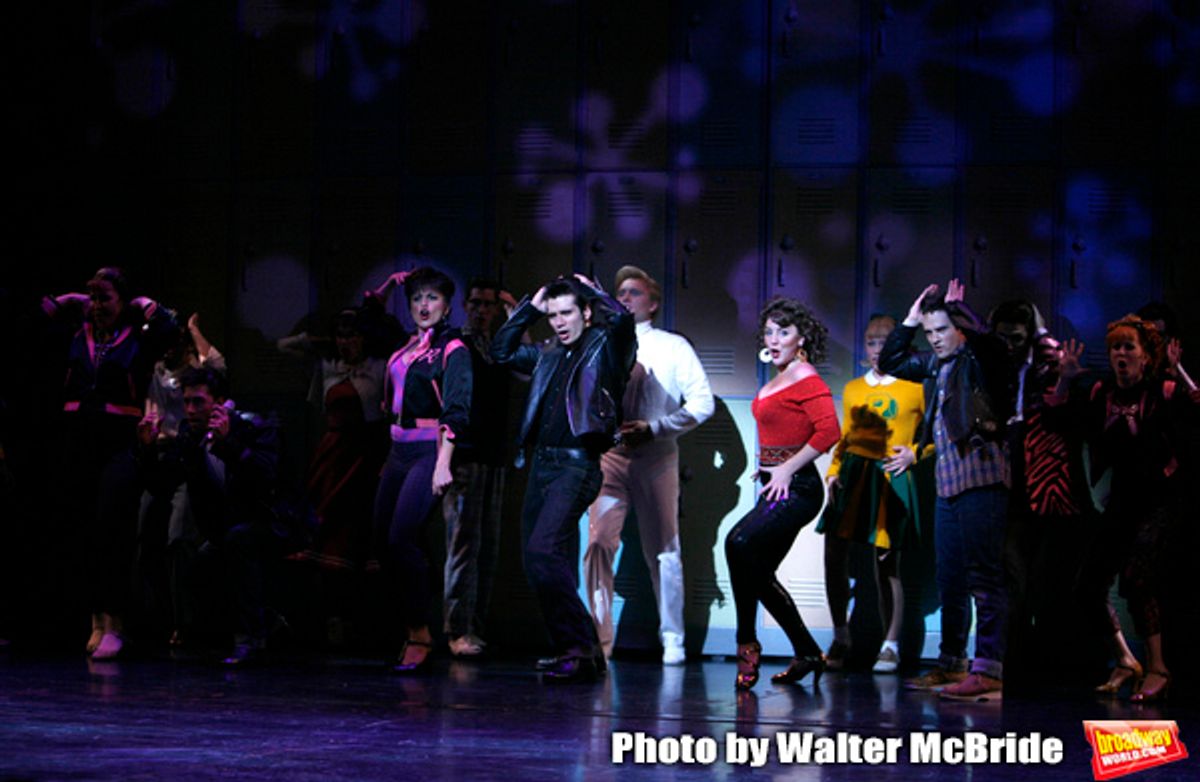 Janine Divita, Ace Young, Derek Keeling & Anna Aimee White during American Idol Heartthrob Ace Young makes his Broadway Debut in the Broadway Revival of GREASE at the Brooks Atkinson Theatre in New York City.
September 11, 2008
 at 
