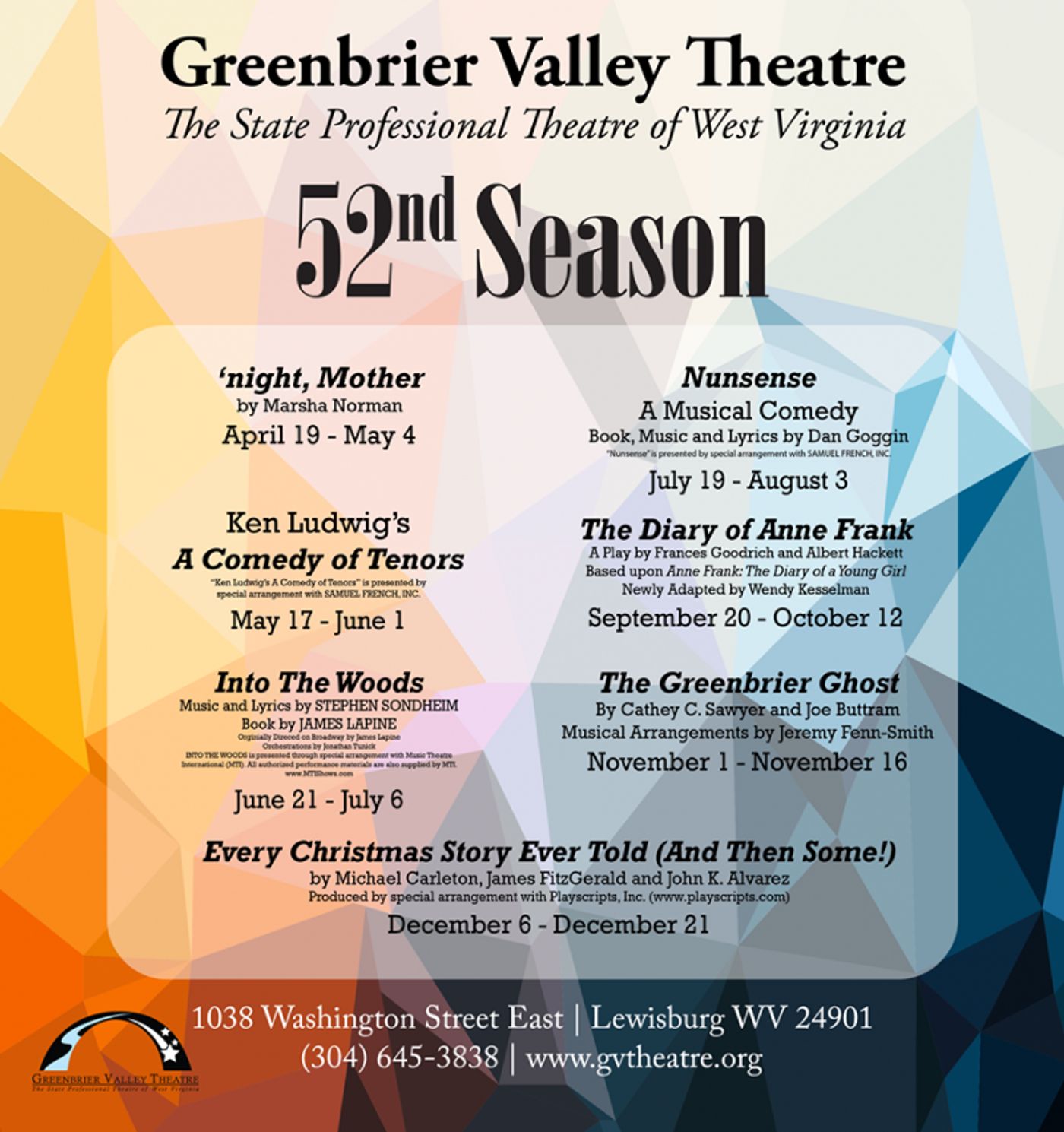 GREENBRIER VALLEY THEATRE Announces Their 2019 Season! GREENBRIER VALLEY THEATRE Announces Their 2019 Season! Image