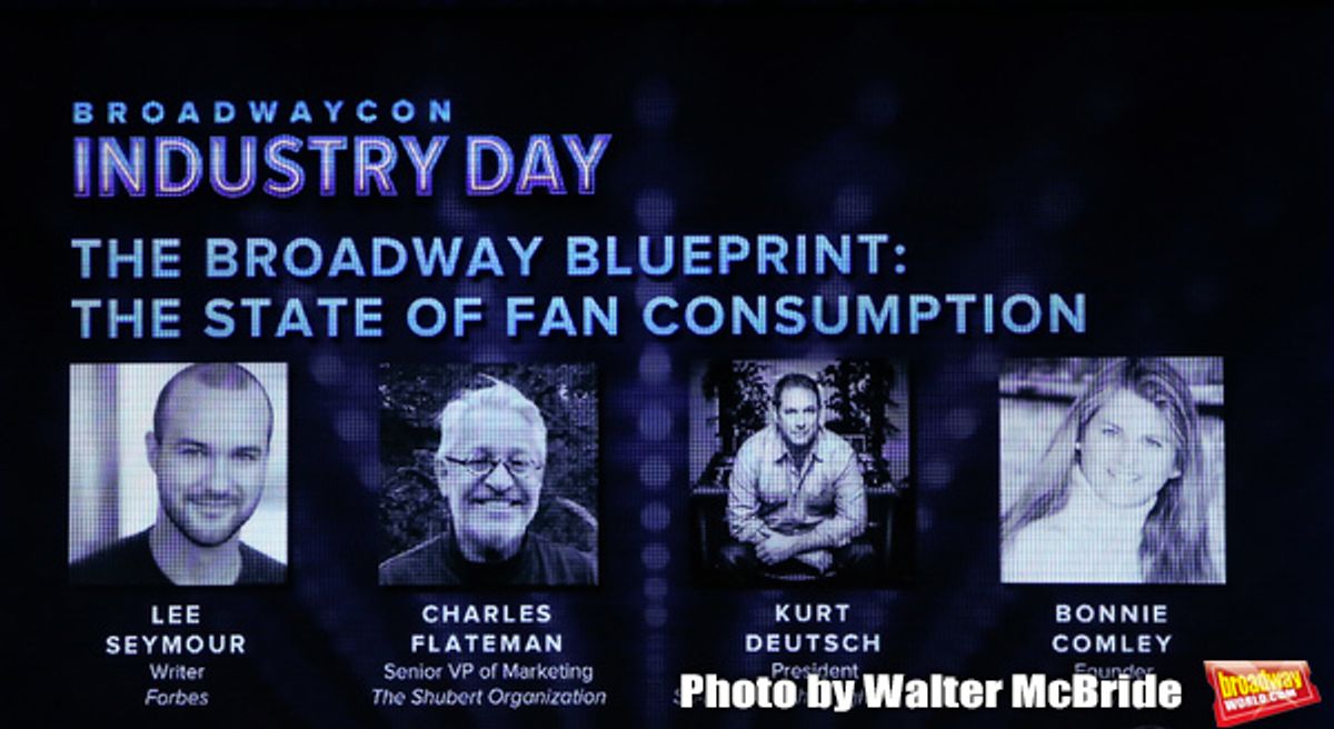 Lee Seymour, Charlie Flateman, Kurt Deutsch and Bonnie Comley on stage during Broadwaycon Industry Day 'The Broadway Blueprint: The State of Fan Consumption' at New York Hilton Midtown on January 11, 2019 in New York City. at 