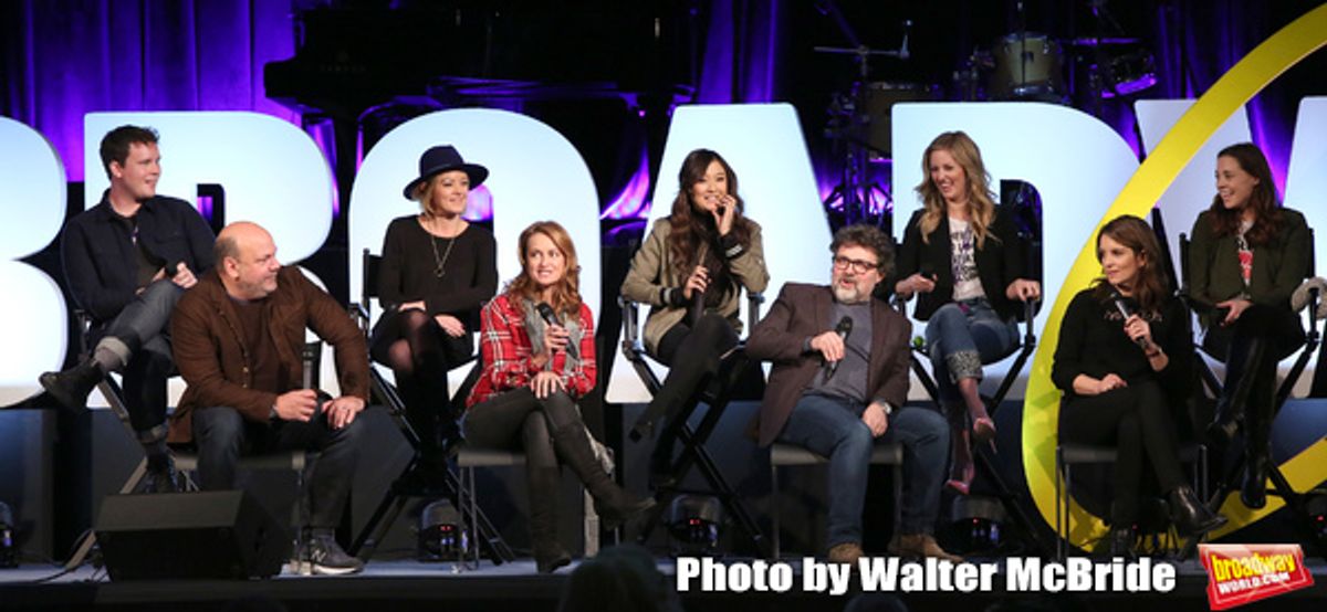 Grey Henson, Casey Nicholaw, Kate Rockwell, Nell Benjamin, Ashley Parker, Jeff Richmond, Taylor Louderman, Tina Fey and Erika Henningsen  at 