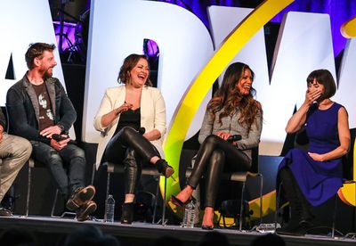 James Monroe Iglehart, Christian Borle, Ashley Brown, Merle Dandridge, and Susan Egan Photo