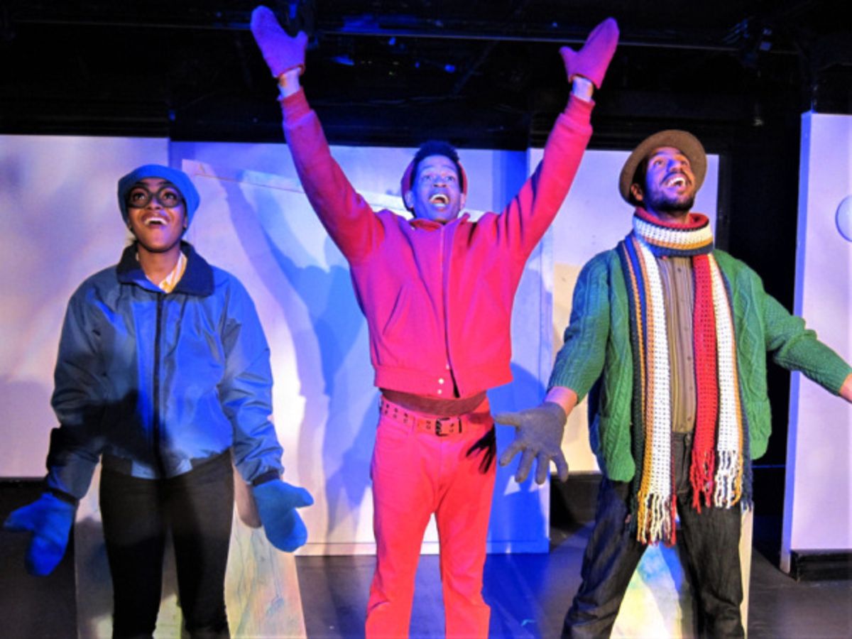 Gabrielle Bullard, Justin Jorrell, and Justin Campbell in The Snowy Day and Other Stories by Ezra Jack Keats, now playing at St. Luke''s Theatre. at 