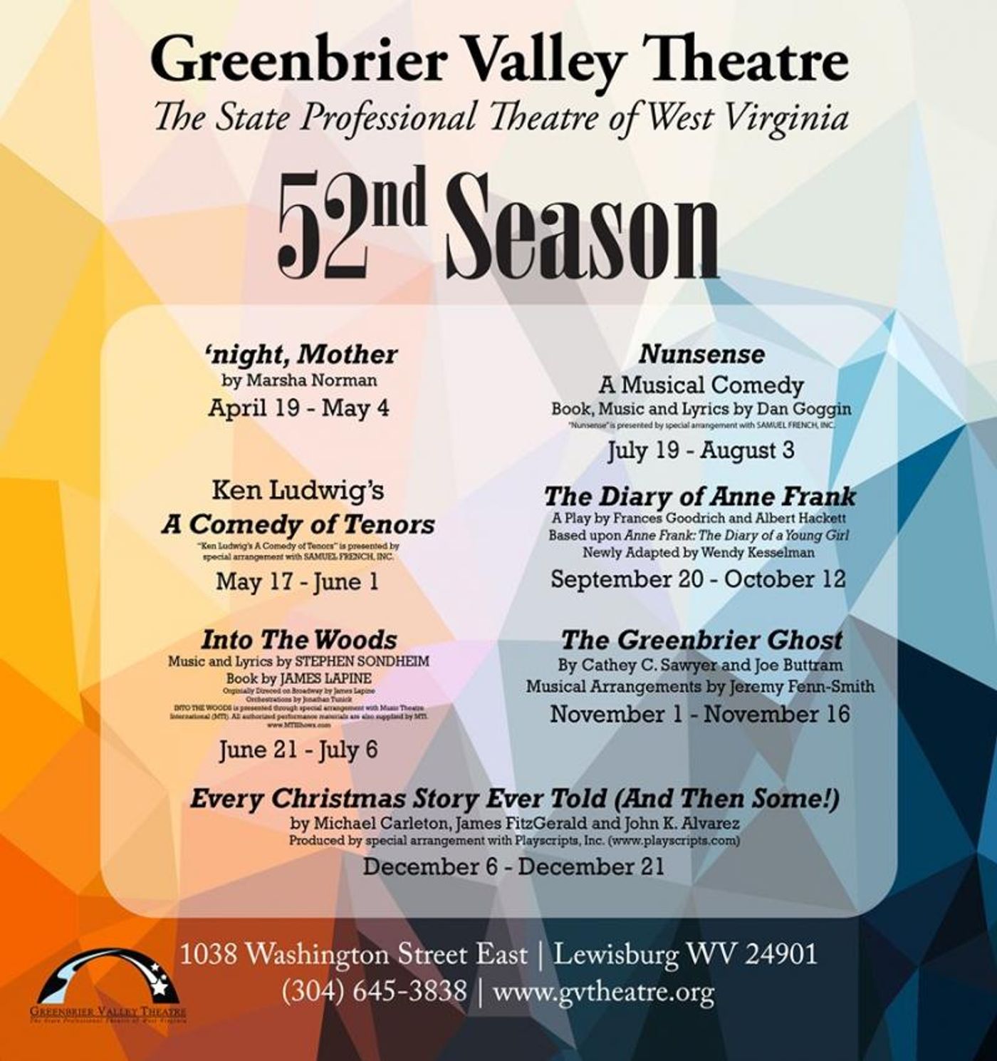 Season Pass Tickets Now on Sale for GREENBRIER VALLEY THEATRE'S 52nd Season! Season Pass Tickets Now on Sale for GREENBRIER VALLEY THEATRE'S 52nd Season! Image