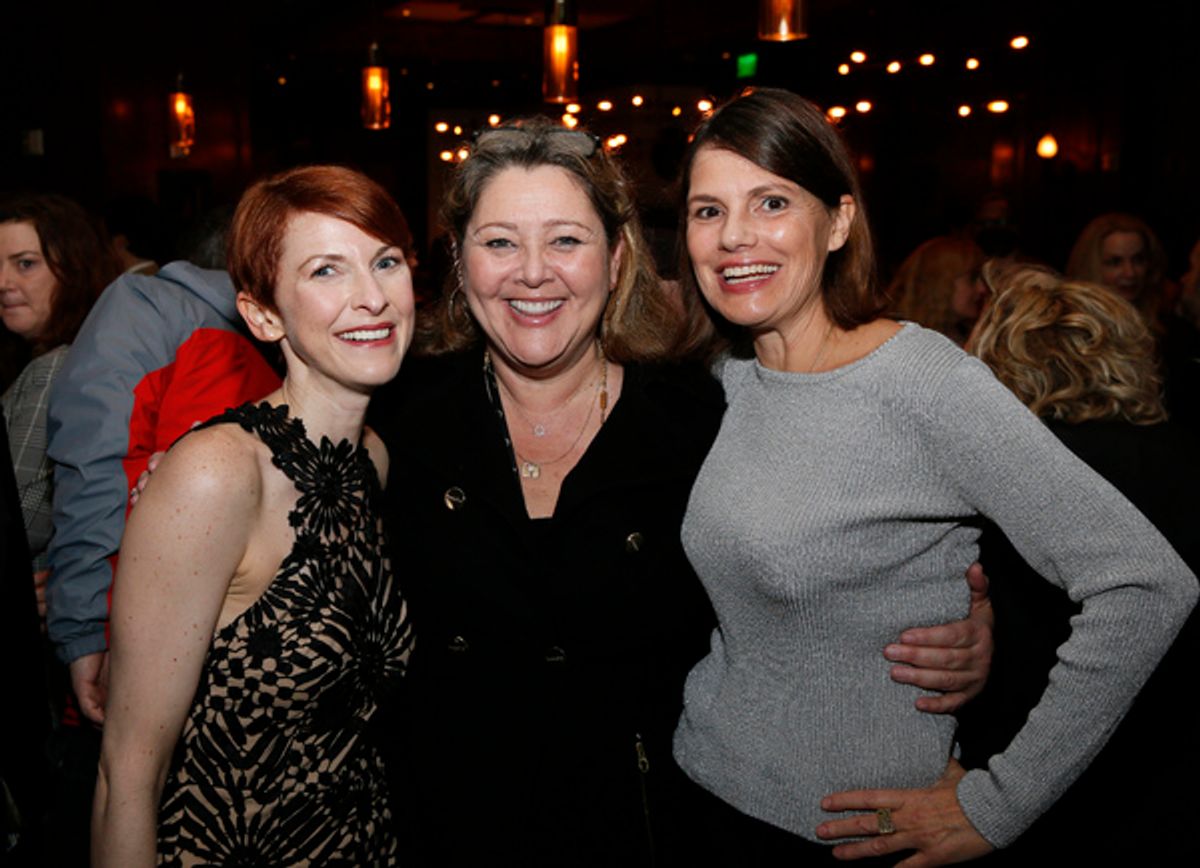 From left, cast member Cora Vander Broek and actors Camryn Manheim and Suzanne Cryer  at 