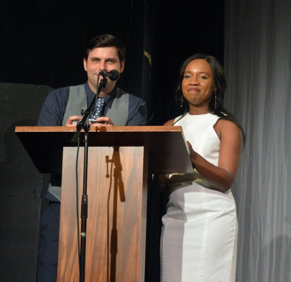 Presenters and nominees James David West and Melinda Paul Sewak. at 