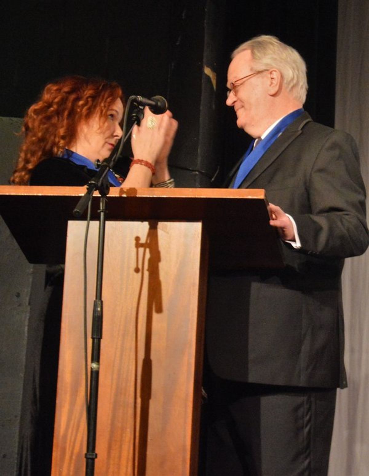 Theaterati of the Year Vali Forrister (producing artistic director of Actors Bridge Ensemble), with Jeffrey Ellis at 