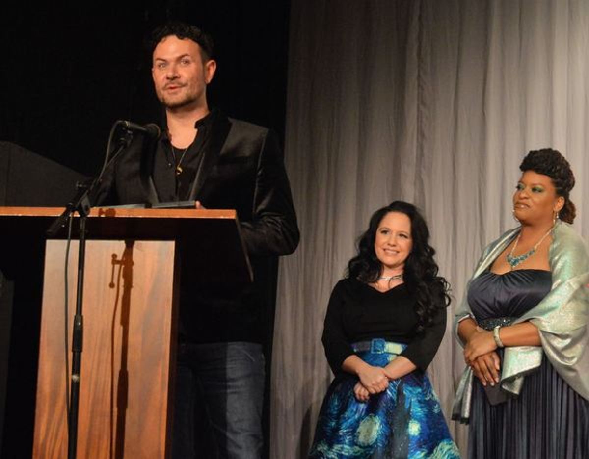 Matt Logan accepts the award for Outstanding Original Work for A.S. Peterson's FRANKENSTEIN. at 