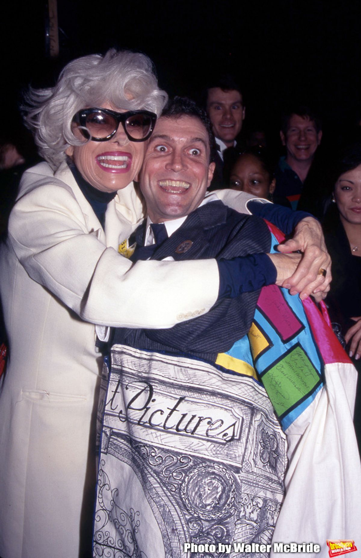 Carol Channing and Stephen Bourneuf attend the Broadway Opening Night Gypsy Robe Ceremony for 'HELLO, DOLLY!' at the Lunt Fontanne Theatre on April 11, 1996 in New York City. at 