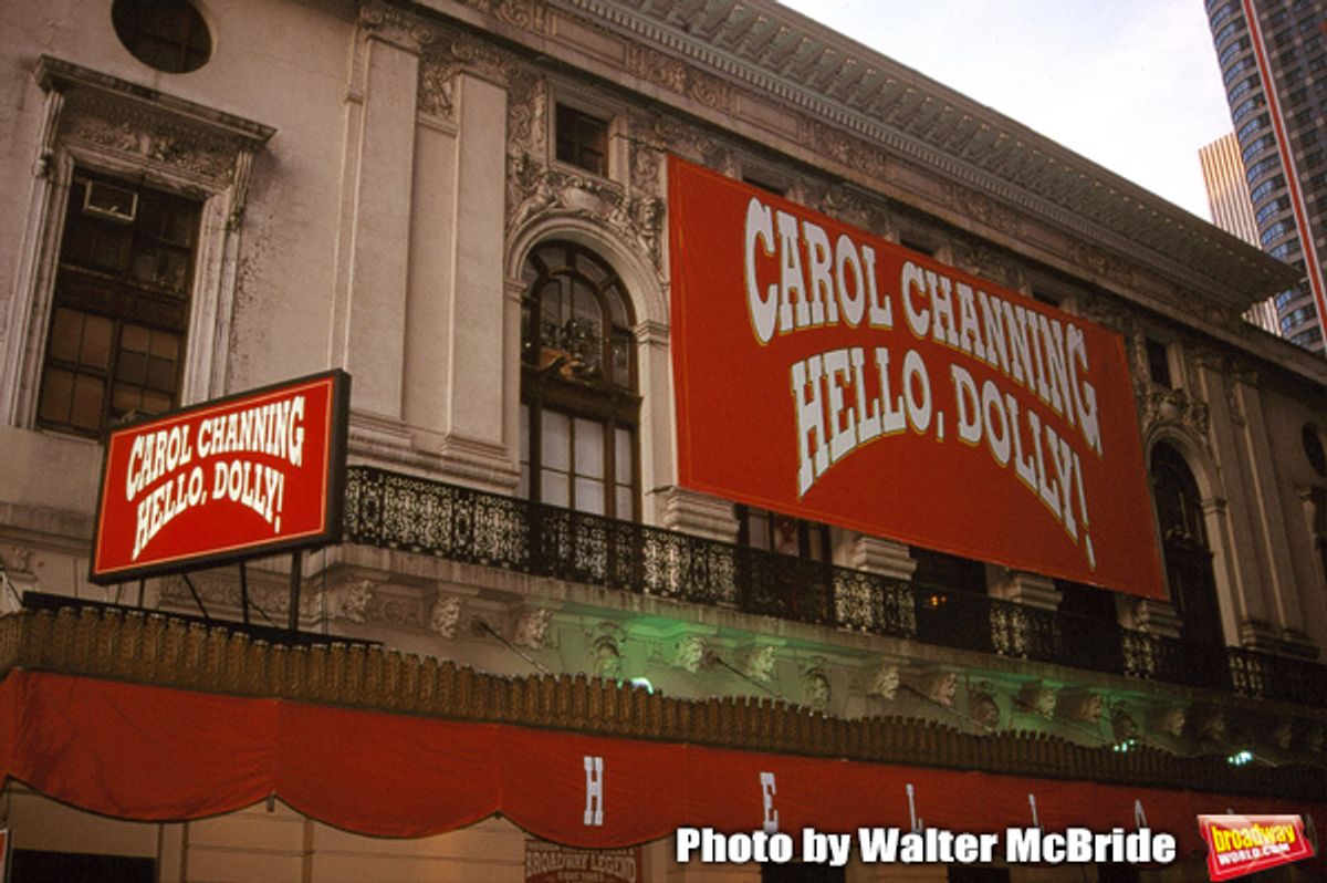Theatre Marquee for Carol Channing starring in a revival of the JERRY HERMAN Musical 'HELLO, DOLLY!' at the Lunt Fontaine Theatre in New York City on September 1, 1995 at 