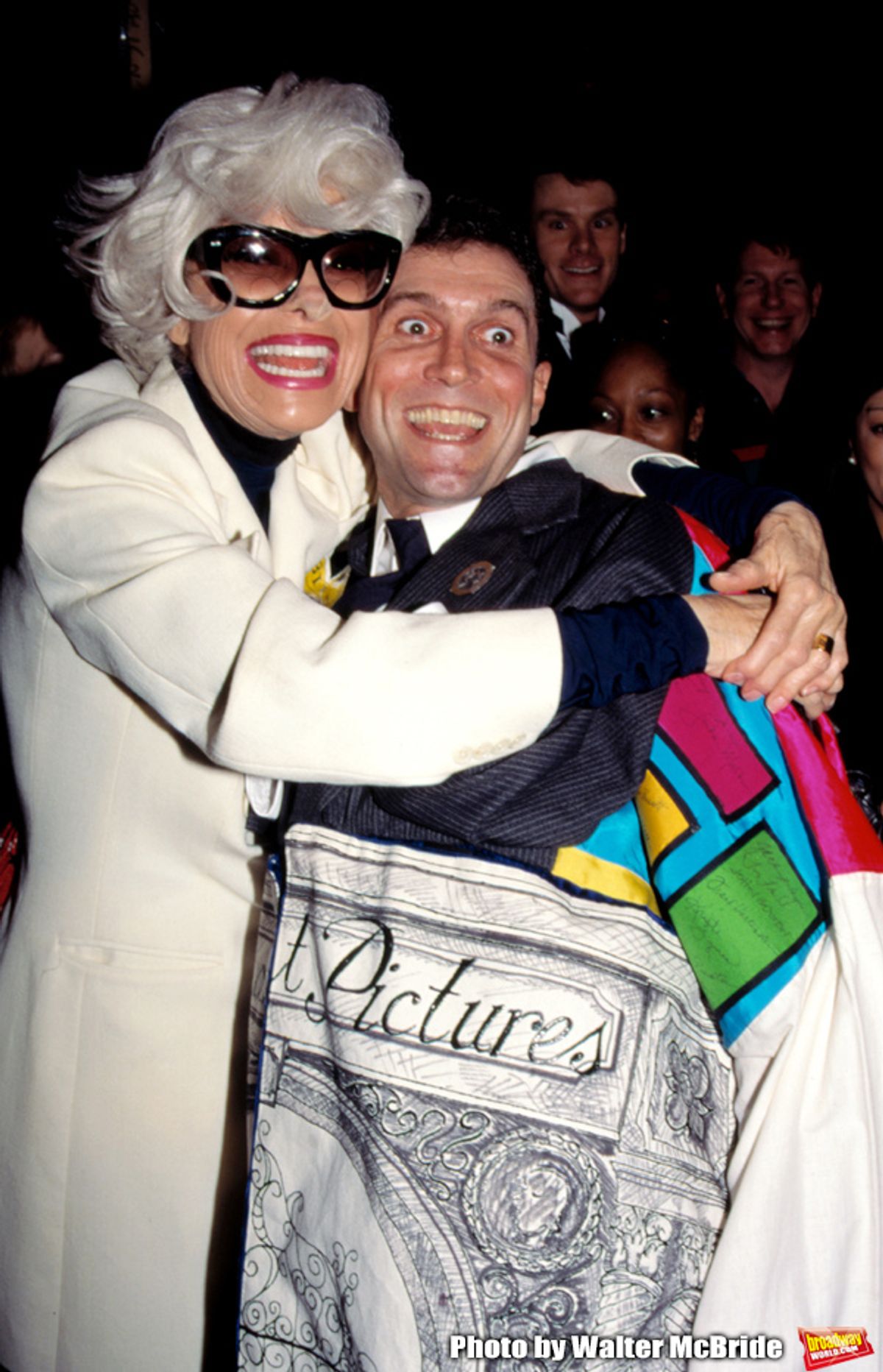 CAROL CHANNING and STEPHEN BOURNEUF during the Opening Night Gypsy Robe Ceremony for HELLO, DOLLY at the Lunt Fontanne Theatre in New York City on April 11, 1996 at 