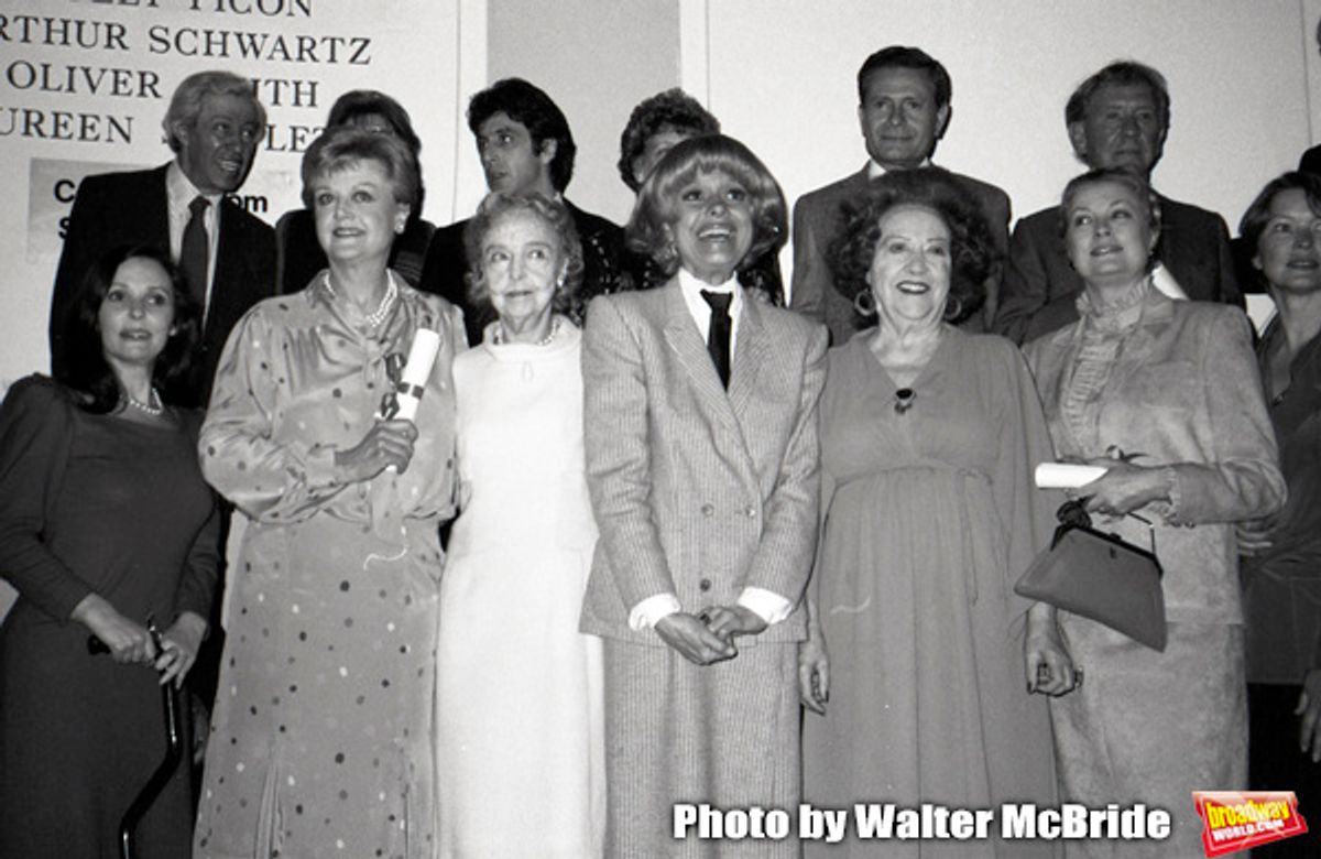 Adolph Green, Betty Comden, Al Pacino, Jerry Herman, Burgess Meredith, Susan Strassberg, Angela lansbury, Lillian Gish, Carol Channing, Ethel Merman, Princess Grace Kelly and Ellen Burstyn at the Theatre Hall Of Fame Awards held on March 28, 1982 at the U at 