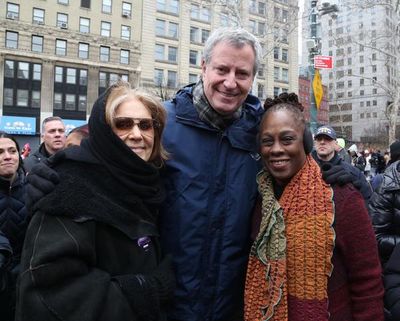 Gloria Steinem, Bill de Blasio and Chirlane McCray Photo